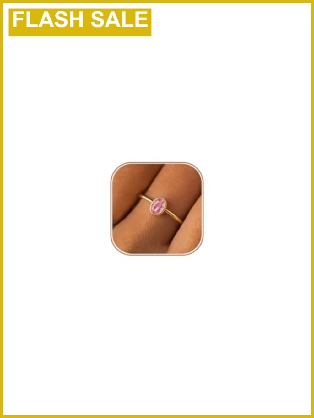 14K Gold Plated Birthstone Ring Stackable Non Tarnish Dainty